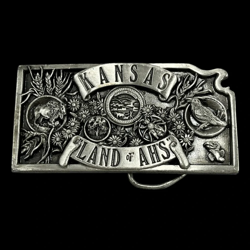 Belt Buckle Vintage Kansas S&S Buckle Co Land of Ah's Limited Edition No 858 USA